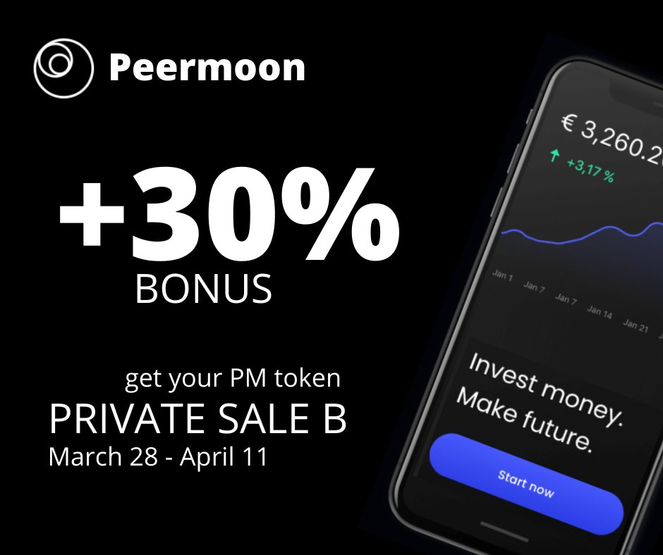 Our Private sale B round is just around the corner, and we have a great offer for you - buy PM tokens and get up to + 30% bonus📣📣📣 More about the offer bit.ly/36ggeRX
#Peermoon #wallet #DeFi #crypto