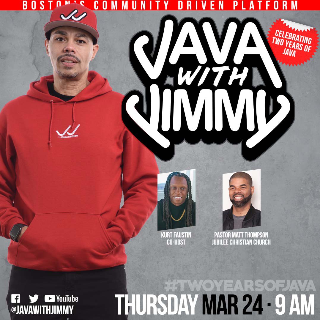 javawithJimmy's tweet image. From March 24, 2020 until now, we’re still here in the #javaCafe gathering w/ the #javaFam #percolating as Boston’s Community Platform.
Join me as we discuss the last 2 yrs w/ @kurt_faustin & hear words of encouragement from @PMKTJubilee
#THANKFULthursdays
THU | MAR 24 | 9 AM