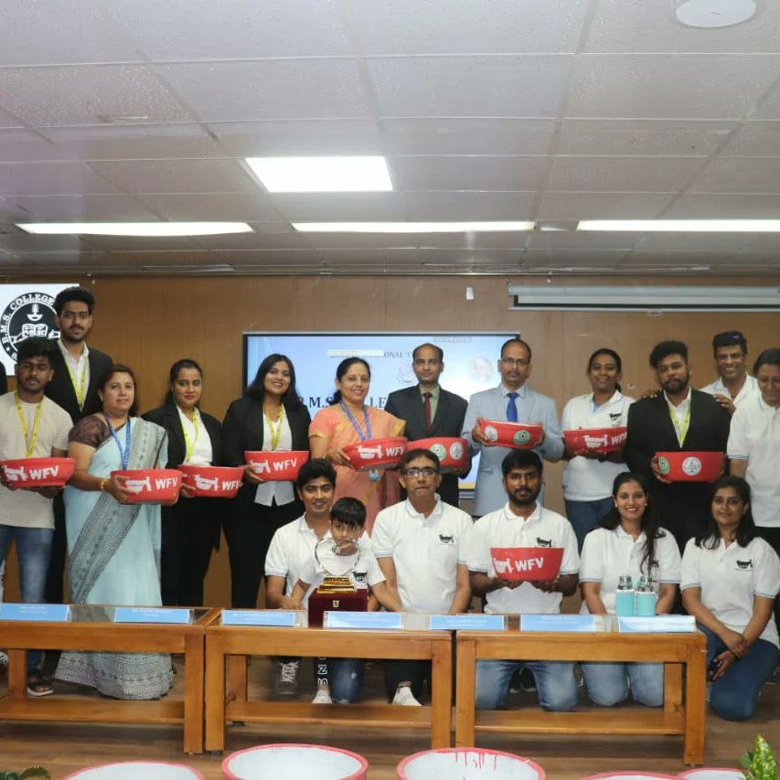 On occasion of W🌍rld water day WFV team has Distributed 255 free WFV water bowl at BMS LAW College bangalore &amp; conducted educational program with Honorable two judges Shashidhara Shetty ji &amp; Sandeep Salian ji students took pledge of serving water to thirsty speechless Creatures!