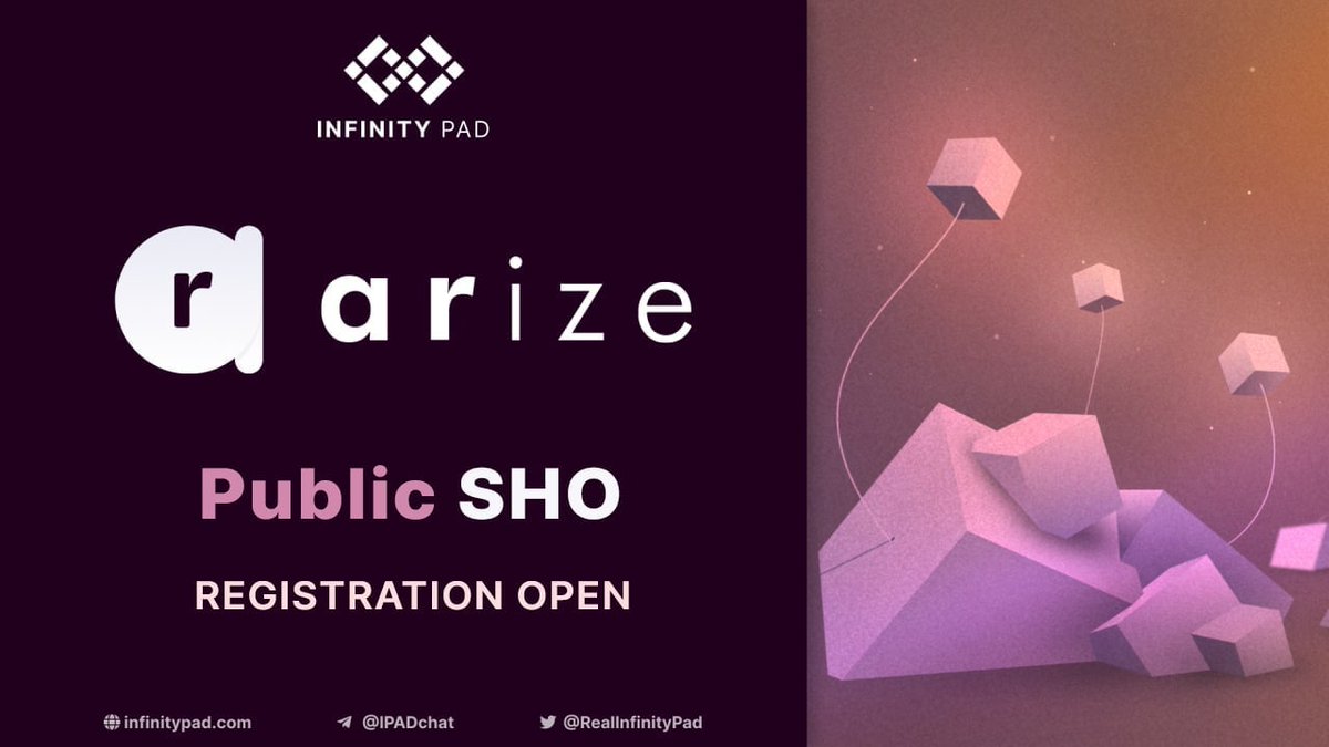 📣ARize Public SHO on InfinityPad is open!

-SHO Raise: $145k
-Allocation Size: $100

Register for $5k Community round👇
forms.gle/gHC8VWMxVdrgvx…

#allocation #crypto #blockchain #nft #ar #metaverse #tech #cryptocurrency #MetaverseNFT #technews #VR #token