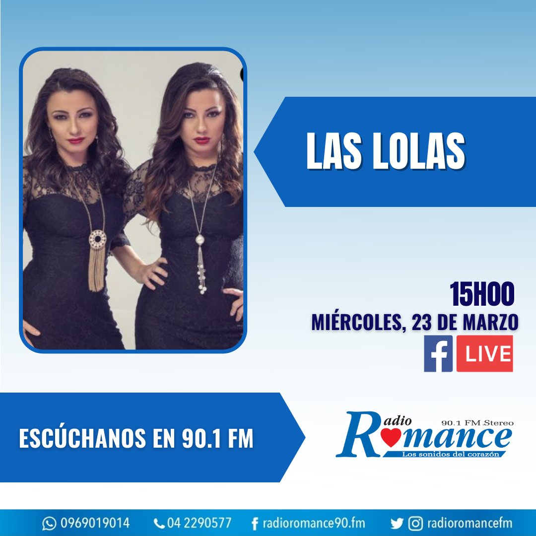 RadioRomanceFM's tweet photo. En #TardesDeRomance nos acompañaran las #LasLolas
https://t.co/s43BaM2xfP https://t.co/qZfeX6lc59