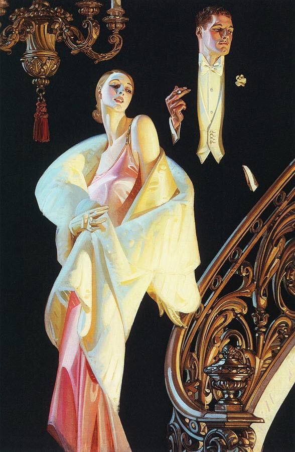 olgatuleninova's tweet photo. Joseph Christian Leyendecker
Couple going down the stairs - 1925 https://t.co/DTVdehDPMF