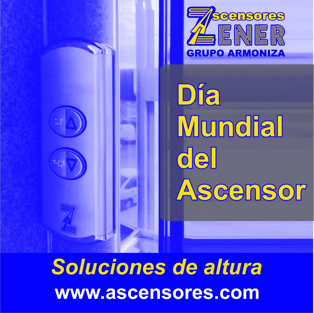 ZenerAscensores's tweet photo. Hoy es el #DíaMundialdelAscensor, y lo queremos celebrar con todos los usuarios que cada día ponen de manifiesto que es el medio de transporte más #seguro y usado del mundo.
Y recuerda, si estás cansado de subir escaleras, tenemos la solución perfecta para ti. https://t.co/wKjlRZa9QF