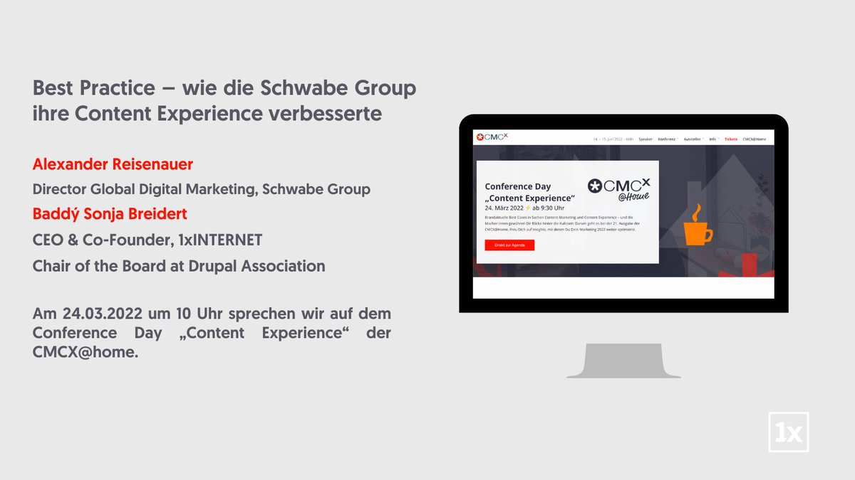 baddysonja's tweet photo. Tomorrow at 10:00 (CET) I will be presenting our work with Schwabe Group at #CMCX Home Edition. The session will be in German and registration is free. Join me tomorrow at https://t.co/1RfreFTKU0 #DigitalExperiences #Drupal #MultipleBrands #ManyWebsites @1xINTERNET https://t.co/xCzKGRe09l