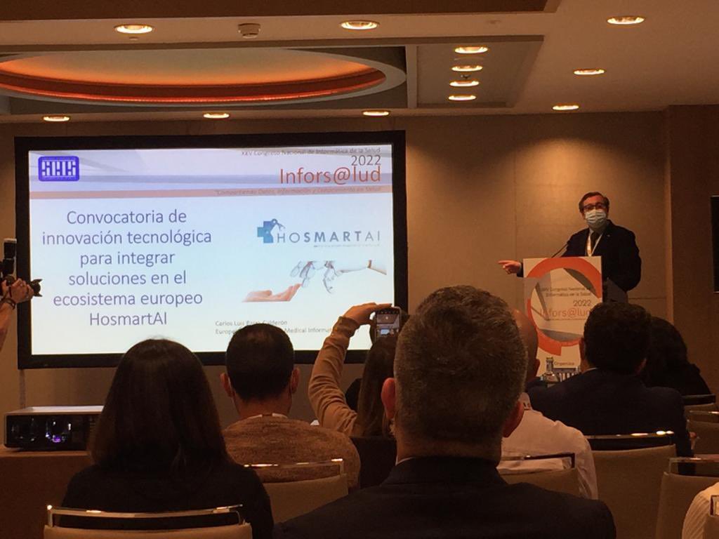 clparrac's tweet photo. Today I have presented the 1st #opencall of @HosmartAI to the #HealthInformatics Spanish community in #Inforsalud22 @SEISeSalud @EFMI https://t.co/qgMceOPvmE