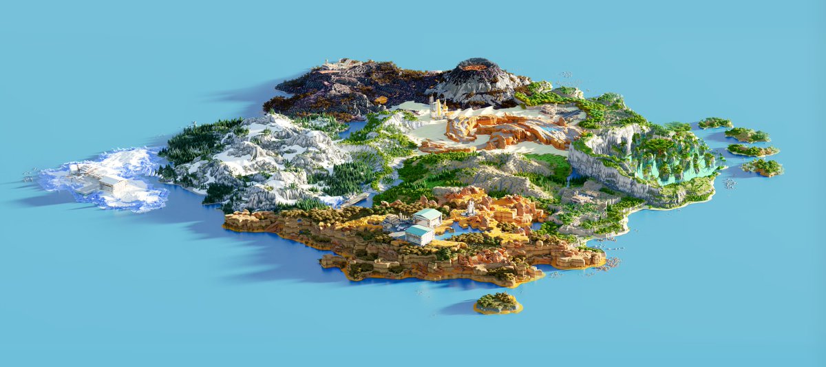 HoneyfrostMC's tweet photo. Travel through the air and discover landscapes you have never seen before! High volcanic mountains, terrible ice zones or majestic flying islands, explore them all! 🛩️

#Minecraftart #Render #minecraft建築コミュ #Minecraft #MinecraftBedrock #Blender #Blockbench #airports https://t.co/qPmcwJGcIZ