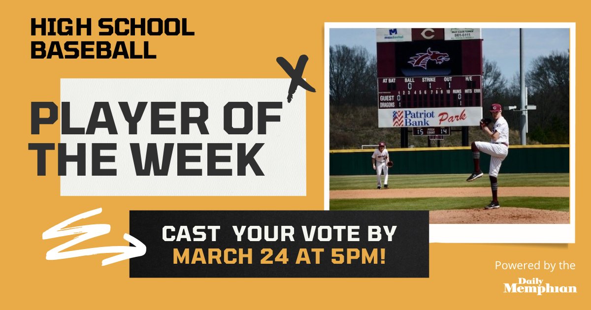 Which of these standouts deserves to win? Cast your vote for Thomas Crabtree, Maddox Crawford, Charlie Horne, Dean McCalla, Parker Moore, or Sam Thomas by 5pm Thursday: dailymemphian.com/section/sports…

<a href="/CHSDragons/">Collierville High</a> <a href="/HardingLions/">Harding Academy Memphis</a> <a href="/DiamondGryphs/">St. George’s Baseball</a> <a href="/houstonhighGMSD/">Houston High School</a> <a href="/high_bartlett/">Bartlett High School</a> <a href="/johnvarlas/">John Varlas</a>