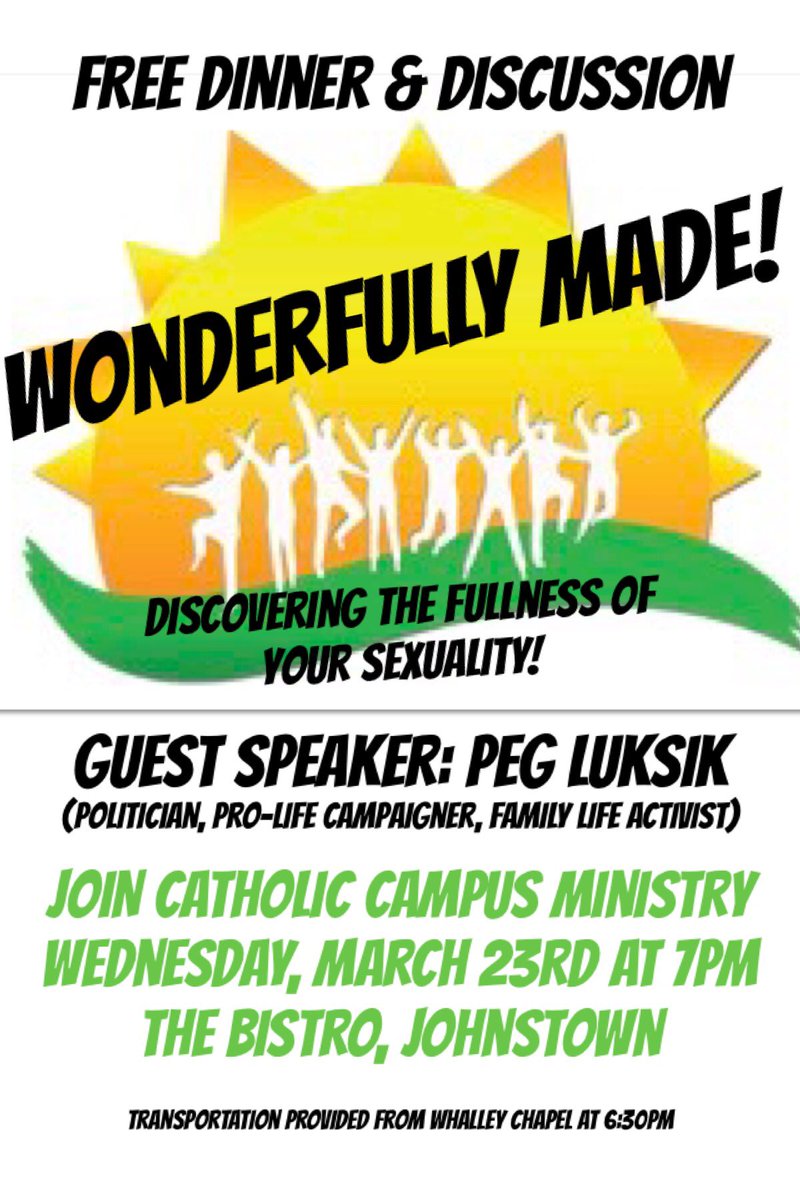 CatholicUPJ's tweet photo. Peg Luksik is a Wife, Mother of 6, Grandmother, devout Catholic, Founder of Mom’s House, an American politician, Pro-life campaigner and a family activist in Pennsylvania.  YOU WON’T WANT TO MISS HER PRESENTATION TONIGHT AT THE BISTRO! https://t.co/0bTeJuz3od