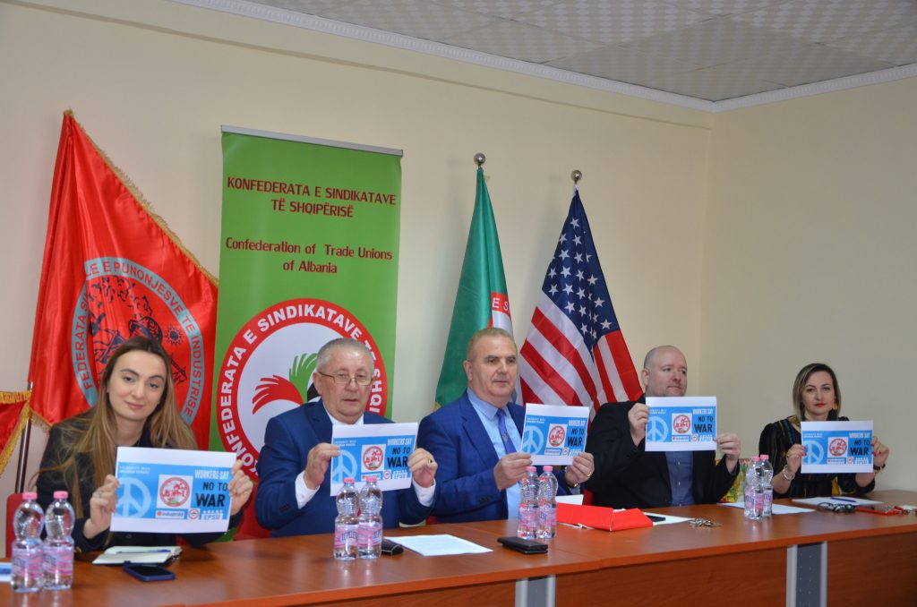 FSPISH3's tweet photo. Solidarity with our brothers and sisters in Ukraine. 
#fspishalbania 
#EPSU
#industriALL 
#StandWithUkraine 
#StopTheWar https://t.co/8r7ujDSYOM