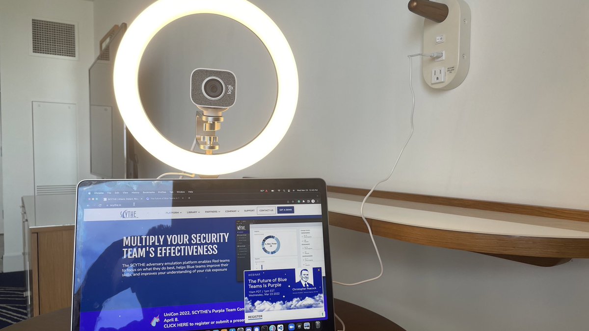 SecurePeacock's tweet photo. About to go live from #HackThePort for the @scythe_io webinar. https://t.co/qOPcAmMeyO