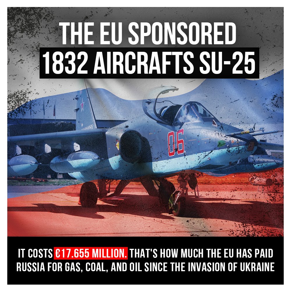 StratcomCentre's tweet photo. Every purchase of gas, oil, or coal from #Russia sponsors its bloody war against #Ukraine. Every euro Russia earns is immediately spent on new bombs, tanks, or missiles that kill Ukrainian civilians. 
Stop #bloodytrade. #StopRussia https://t.co/gnAtnXPUKt