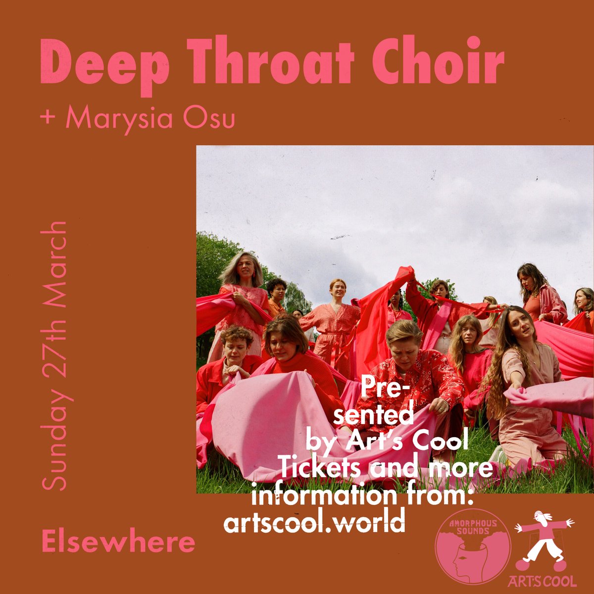 deepthroatchoir's tweet photo. Margate this weekend:

Timings early, Sunday stylee, come down!

Doors: 6:15pm
Marysia Osu: 6:45pm
Deep Throat Choir: 7:30pm https://t.co/AlAT2icAKB