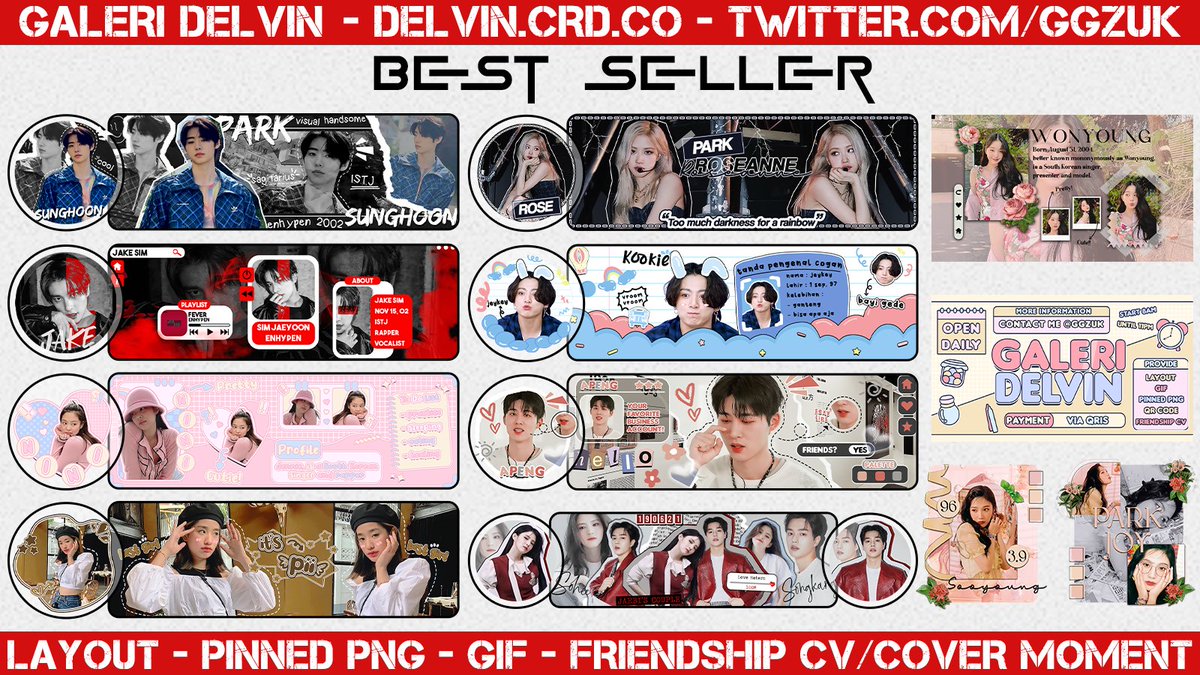 ggzuk's tweet photo. Help RT yaa! 
Saya open layout, gif, pinned png, cover moment, friendship cv made by req/order
price 3k-25k (tdk menerima custom). Bisa cek katalog dan harganya dipinned ya😃
Payment via qris 👍 #zonaba #zonauang https://t.co/e1YVj33Uv9