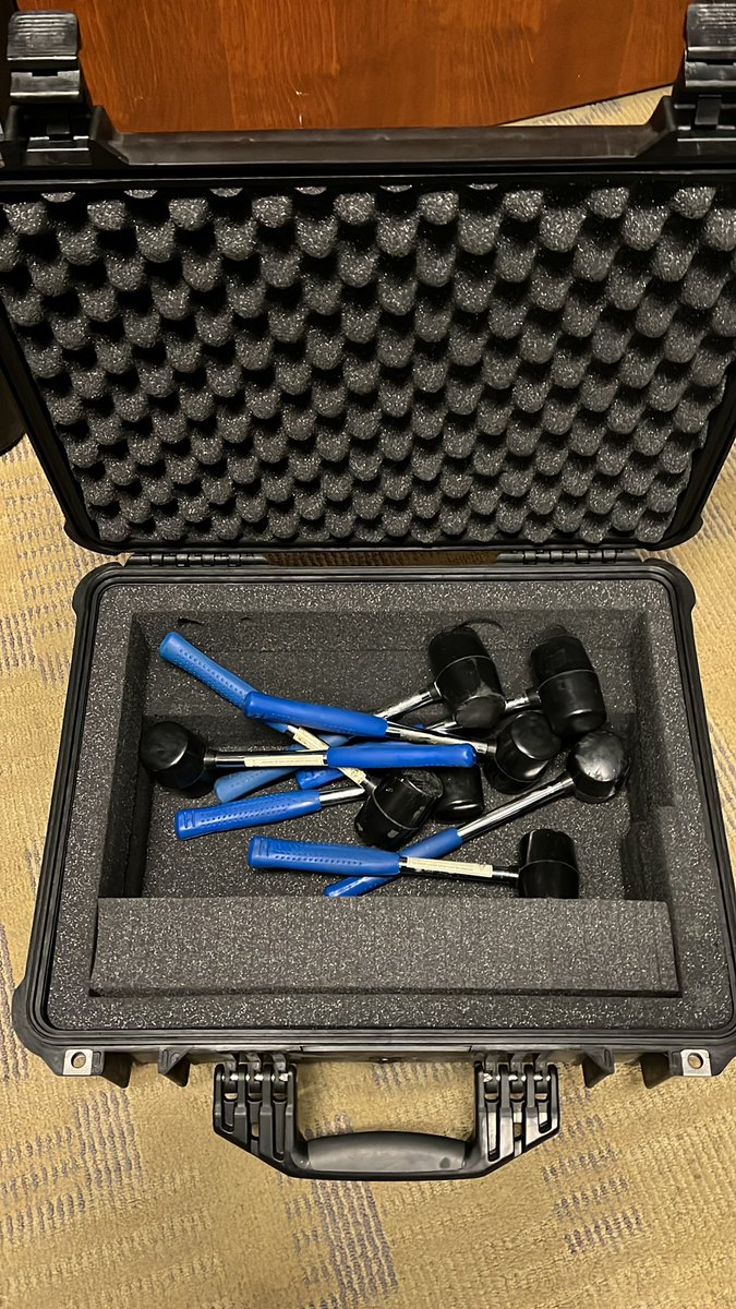 mmcconl's tweet photo. Opened what I though was an empty case and found this: literally a box of hammers. https://t.co/HNK08YgwIC