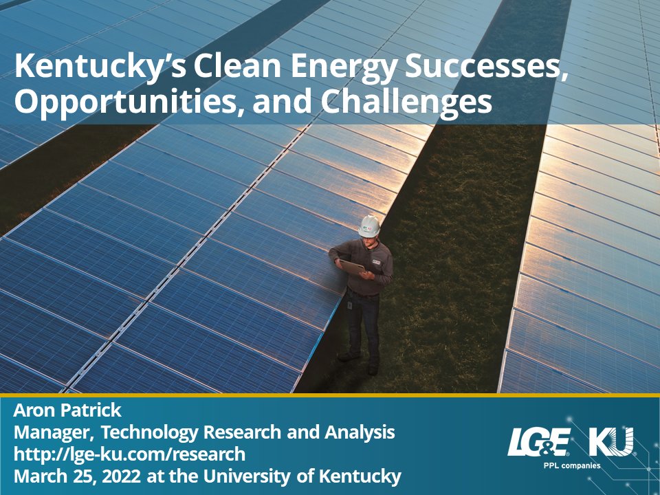 PEIKUK's tweet photo. @aronpatrick, manager of research at, LG&amp;E and KU, gave an inspirational talk to a large group of students at the University of Kentucky on decarbonization and renewable energy integration. Read more about our collaboration and research with @lgeku at https://t.co/dSsGKdfTn0 https://t.co/v2B6d5HCub