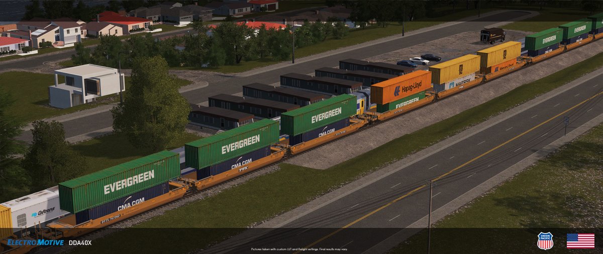 (2) This was a three way collab between <a href="/EvametryE/">🏳️‍⚧️</a> (engine), <a href="/Nostriixx/">Nostrix</a> (trailers) and myself (final import). 
Thanks again for both creators making 1:1 scaled double stacks a reality for <a href="/CitiesSkylines/">Cities: Skylines</a>.

Naturally, these assets are compatible with #Railway2.