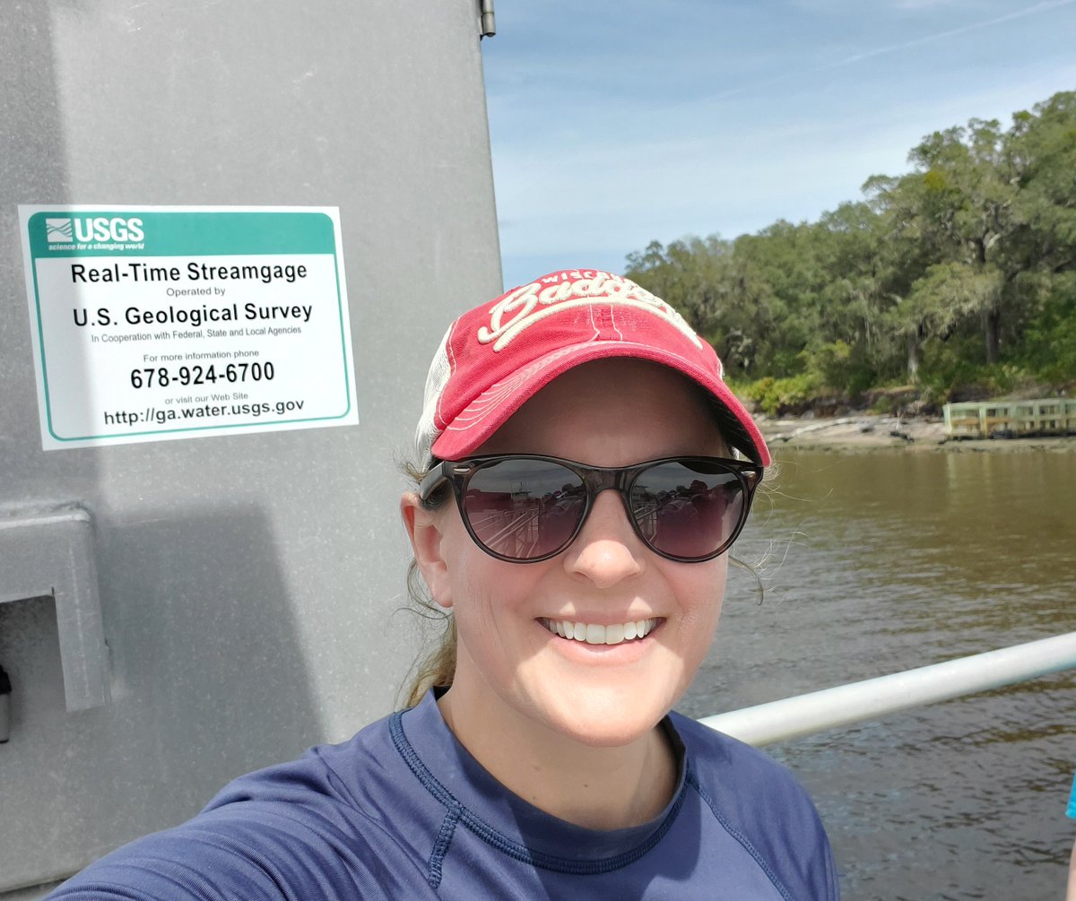 Happy #WaterWednesday!

<a href="/usgs_umid/">USGS Upper Midwest Water Science Center</a> Hydrologist Laura Hubbard recently visited Cumberland Island National Seashore and stopped for a selfie with <a href="/usgs_water/">USGS Water Resources</a> streamgage 02228295!

View a map of the gage location and water data👉 maps.waterdata.usgs.gov

#usgs #streamgage #hydrology
