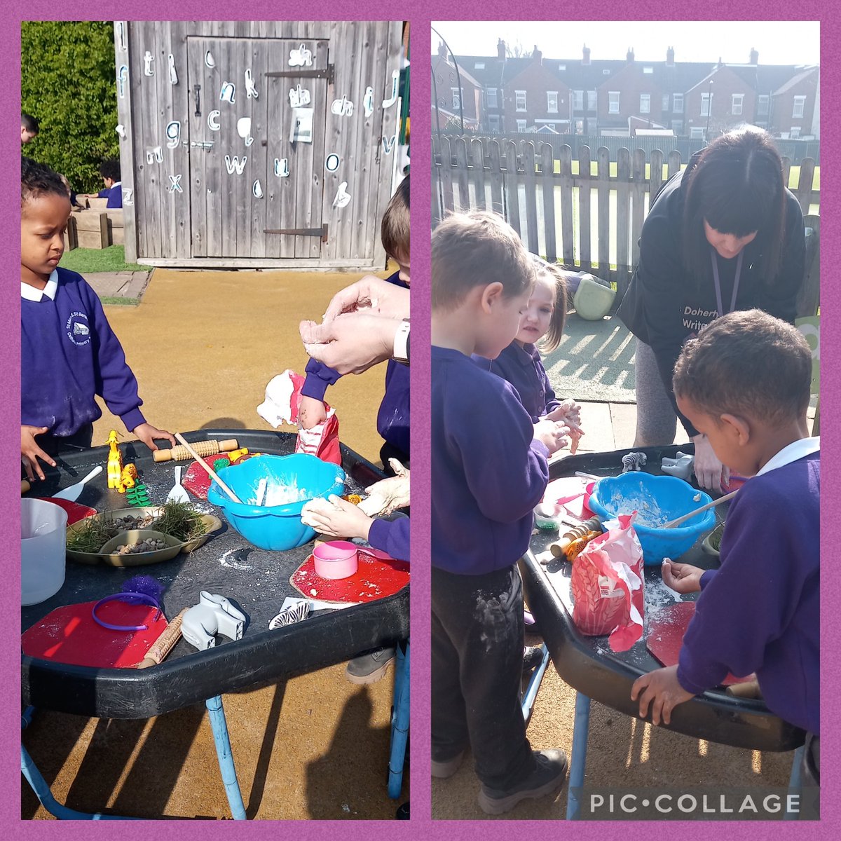 StMaryStBen's tweet photo. EYFS Reception have been creating jungle playdough for the jungle animals #FineMotorSkills #Science #Maths #Listening #Vocabulary #FollowingChildrensInterests #PlayingIsLearning https://t.co/sj4bz9sdF2
