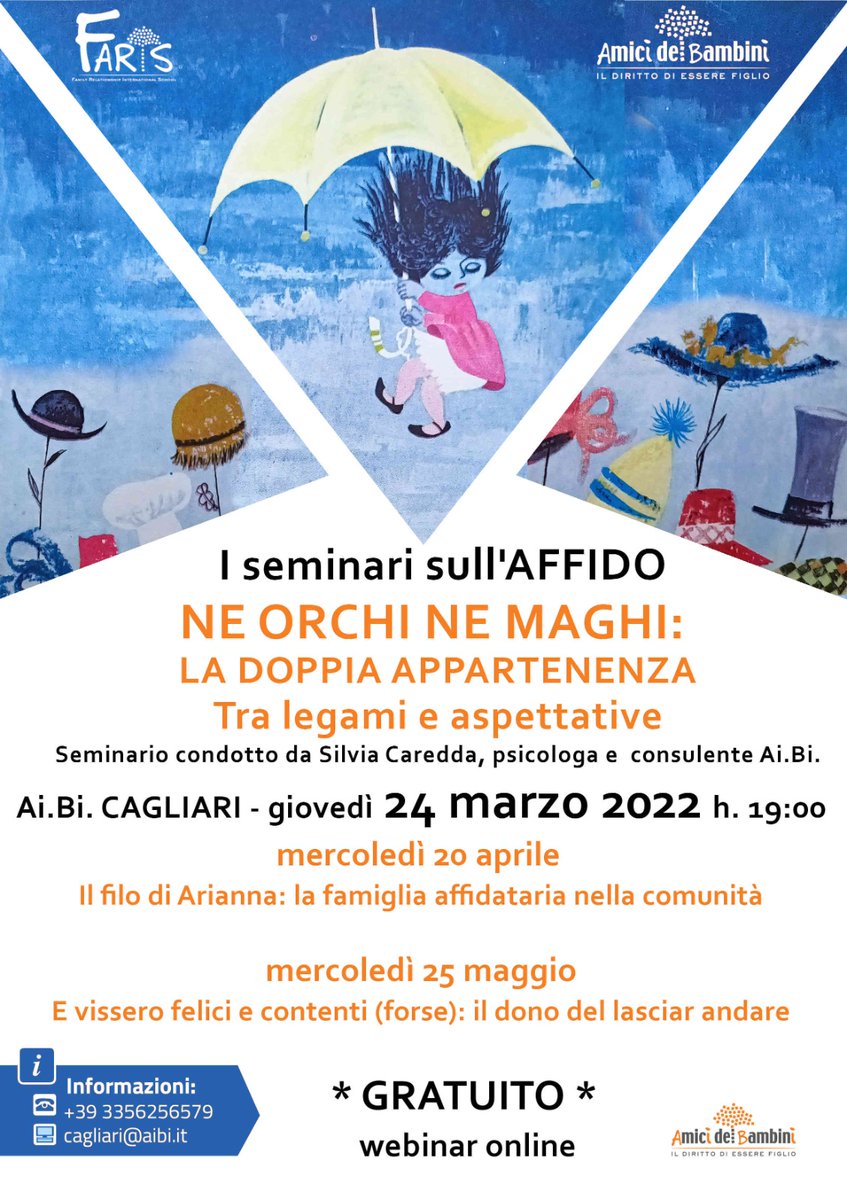 CuboniAle's tweet photo. *I Seminari sull'Affido*
Ne orchi ne maghi: la doppia appartenenza. Tra legami e aspettative
*Giovedì 24 marzo ore 19 - GRATUITO* 
Iscrizioni:https://t.co/SCtIsXxDHn
Conduce: #SilviaCaredda 
#AiBi #Sardegna #Cagliari #affido https://t.co/AM6s4Q4Rqv