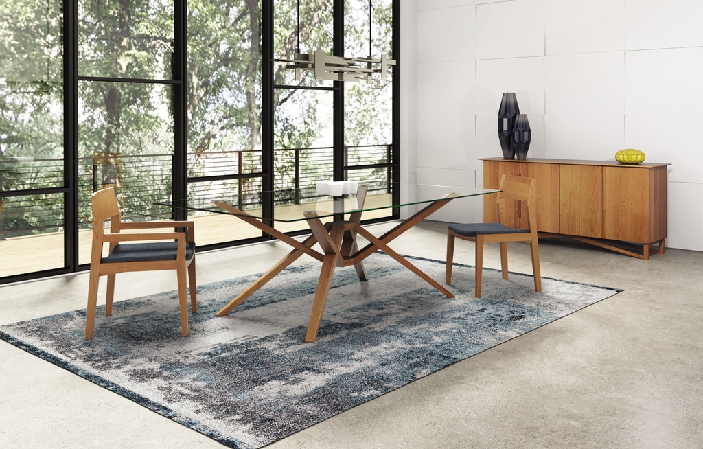 Introduce some geometry into your home with the Exeter Dining Table. This table from @copelandfurniture features a unique table base that incorporates isometric tension and modern design.