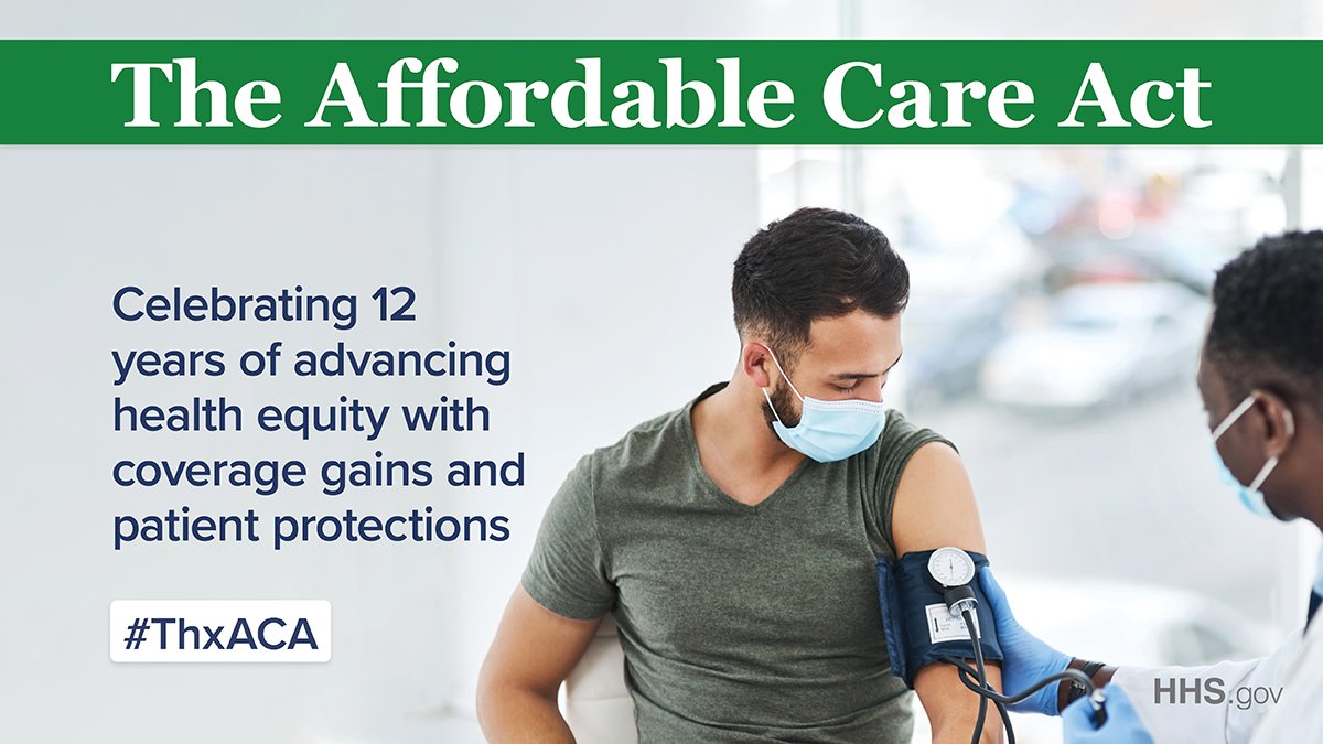 Today is the 12th Anniversary of the Affordable Care Act! Celebrate the impact of the ACA including millions of people gaining health coverage w/out lifetime limits & protecting people w/ pre-existing conditions. Learn more at hhs.gov/thx-aca #ThxACA