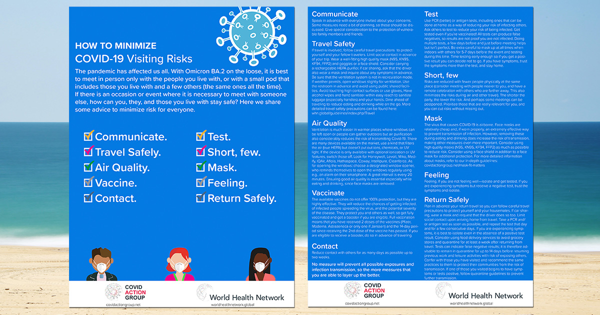 Want to minimize #Covid-19 visiting risks this summer? <a href="/TheWHN/">World Health Network</a> wants to help you reduce your chances of getting covid with these helpful tips. 

Download resource here: zcu.io/bNQk

#CovidIsNotOver #CovidIsAirborne #Maskup #Covid #Pandemic #N95 #Omicron #BA.2 #Variant