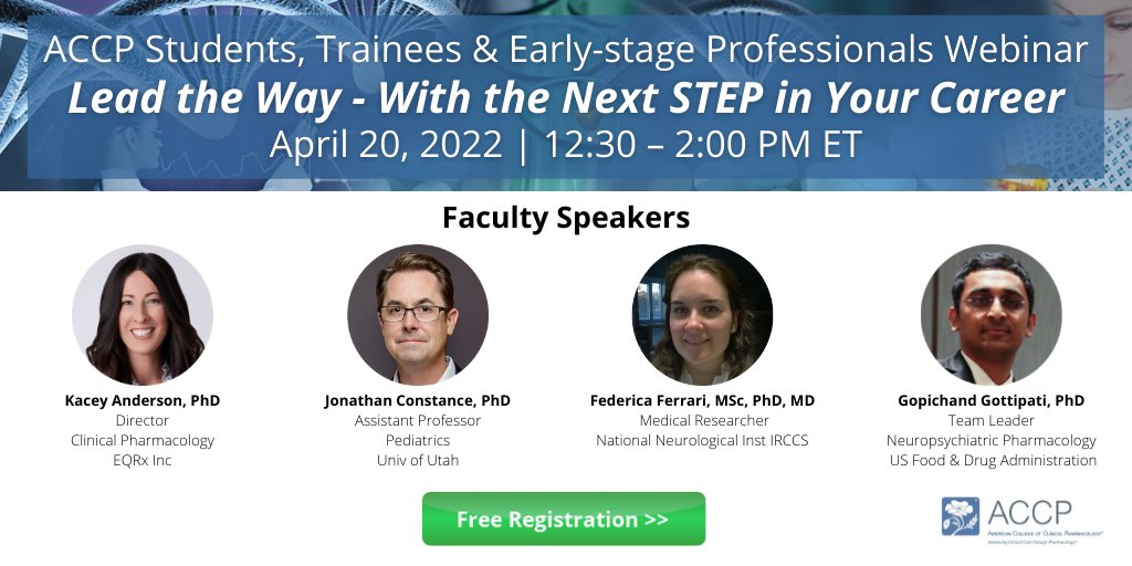 Register for the #Students, #Trainees &amp; Early-stage Professionals Webinar: Lead the Way - With the Next STEP in Your #Career

Apr 20th | 12:30 PM ET | Free Reg bit.ly/3ujrkxr

Our panelists will discuss elements of their career journey to help your own prof development.
