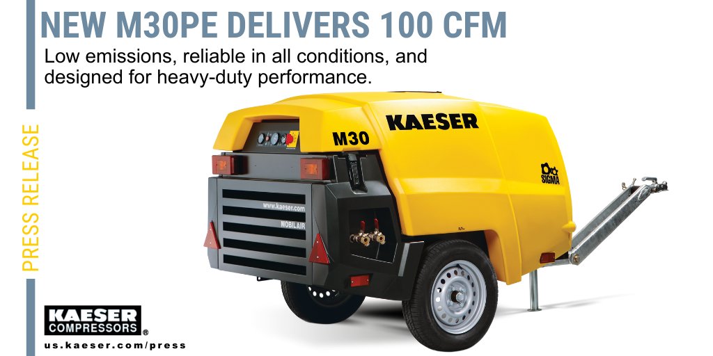 KaeserUSA's tweet photo. The M30PE Mobilair portable compressor delivers 100 cfm & features low emissions, is reliable in all conditions, & is designed for heavy-duty performance. Read the #pr:
https://t.co/4kidrlCUoj
#portablecompressors #dieselcompressors #Mobilair #mobilecompressors #100cfmcompressor https://t.co/0ElFV2GPup