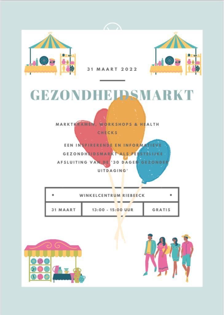 SandraZamir's tweet photo. Gezondheidsmarkt 31 maart | 13-15 uur | Winkelcentrum Riebeeck | Gezond en informatief | Hapjes, Health Checks, &amp; Marktkramen van Hilversumse (maatschappelijke) aanbieders op het gebied van positieve gezondheid https://t.co/aeL4iRXCqf