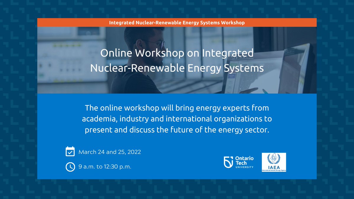 REMINDER - TOMORROW ⏰

Join us for an Integrated Nuclear-Renewable Energy Systems Workshop on March 24 and 25 from 9 a.m. to 12:30 p.m. in collaboration with the <a href="/iaeaorg/">IAEA - International Atomic Energy Agency ⚛️</a>.

ow.ly/ps9N50IlQH6