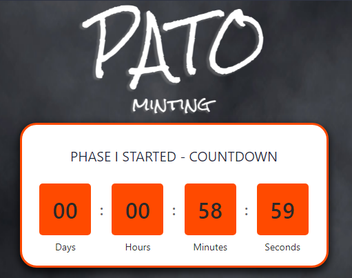nft_e3's tweet photo. ⌛️ Countdown. Phase 1 ending. Remember that the price will go up to $0.04 ETH
#NFTCommunity  #NFTcountdown #NFT #NFTProject #PATOnft #NFTPATO https://t.co/7pBPPfR3b4