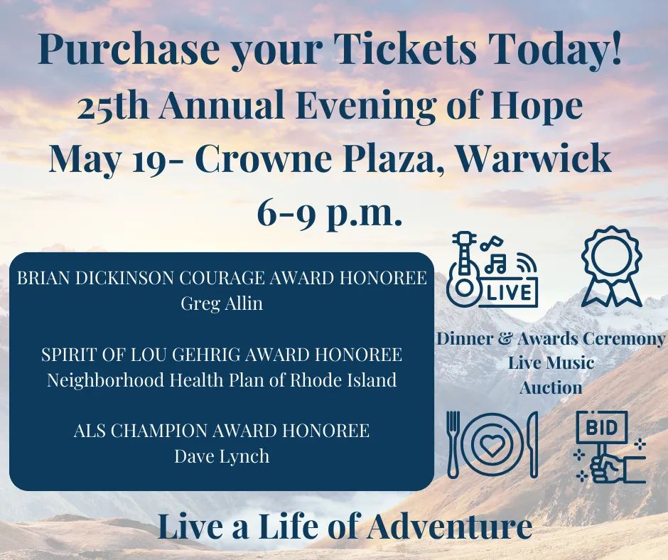 Join us on May 19 for the 25th Annual Evening of Hope!  The event will feature an awards ceremony &amp; dinner, an exciting auction, live music and more!  Learn more about the event and purchase your tickets today at alsari.ejoinme.org/EOH2022