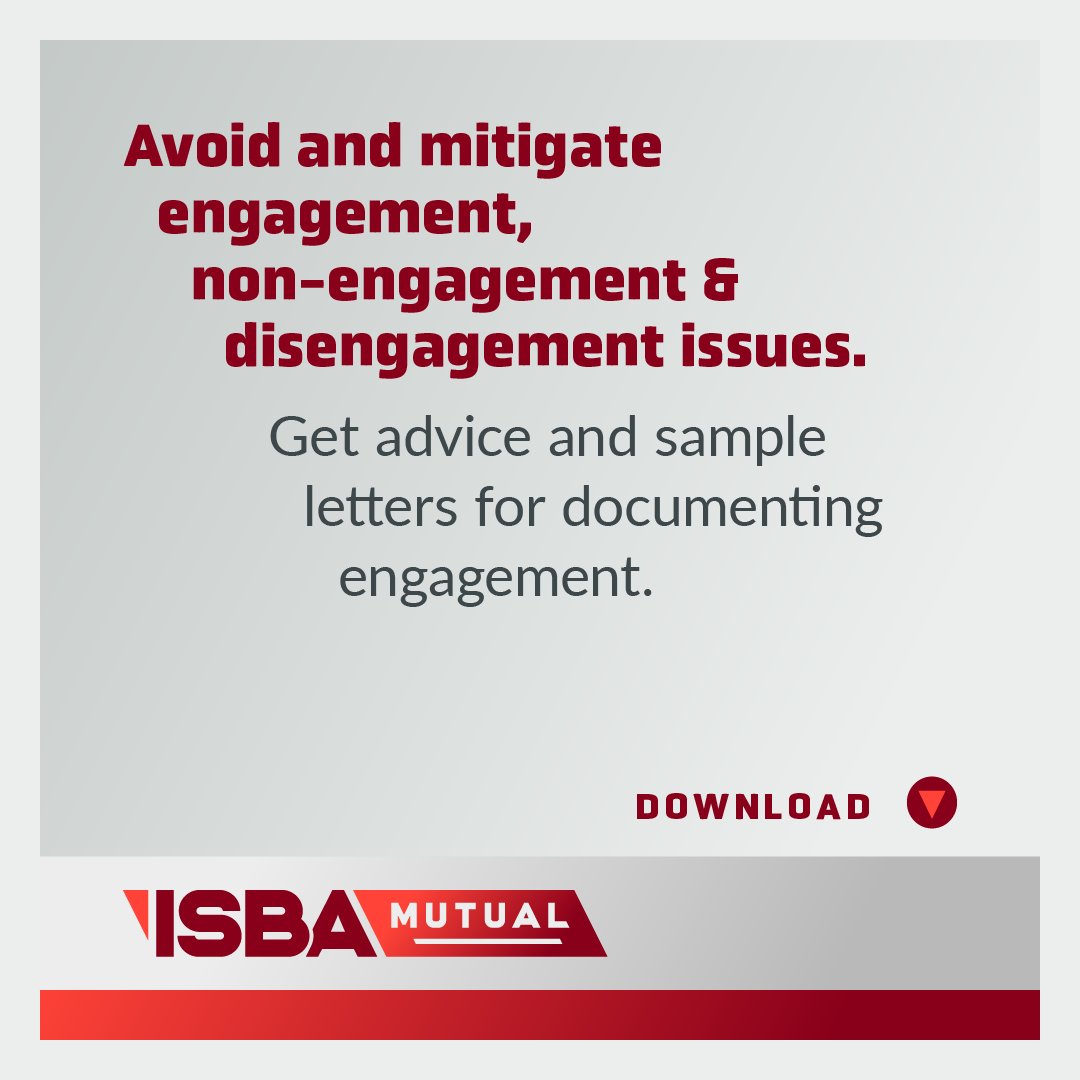 ISBAMutual's tweet photo. We have sample engagement letters for you available in our guides and on our website, so you can avoid and mitigate engagement and non-engagement. Find out more here: https://t.co/YRnEdRVkpN https://t.co/IZQmU02zuS