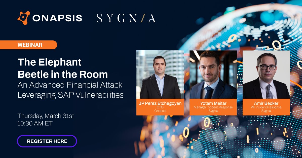 Threat group #ElephantBeetle exploited two SAP vulnerabilities to steal millions of dollars from financial organizations. Join our webinar with Sygnia on the key #security tactics your enterprise needs to protect your business. bit.ly/3CPYrNa