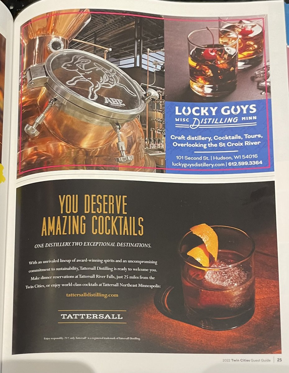 Our first ad.  We’re honored to be on “the same page” with our brothers and sisters to the South, in River Falls @tattersalldistilling   Let’s go!!!!