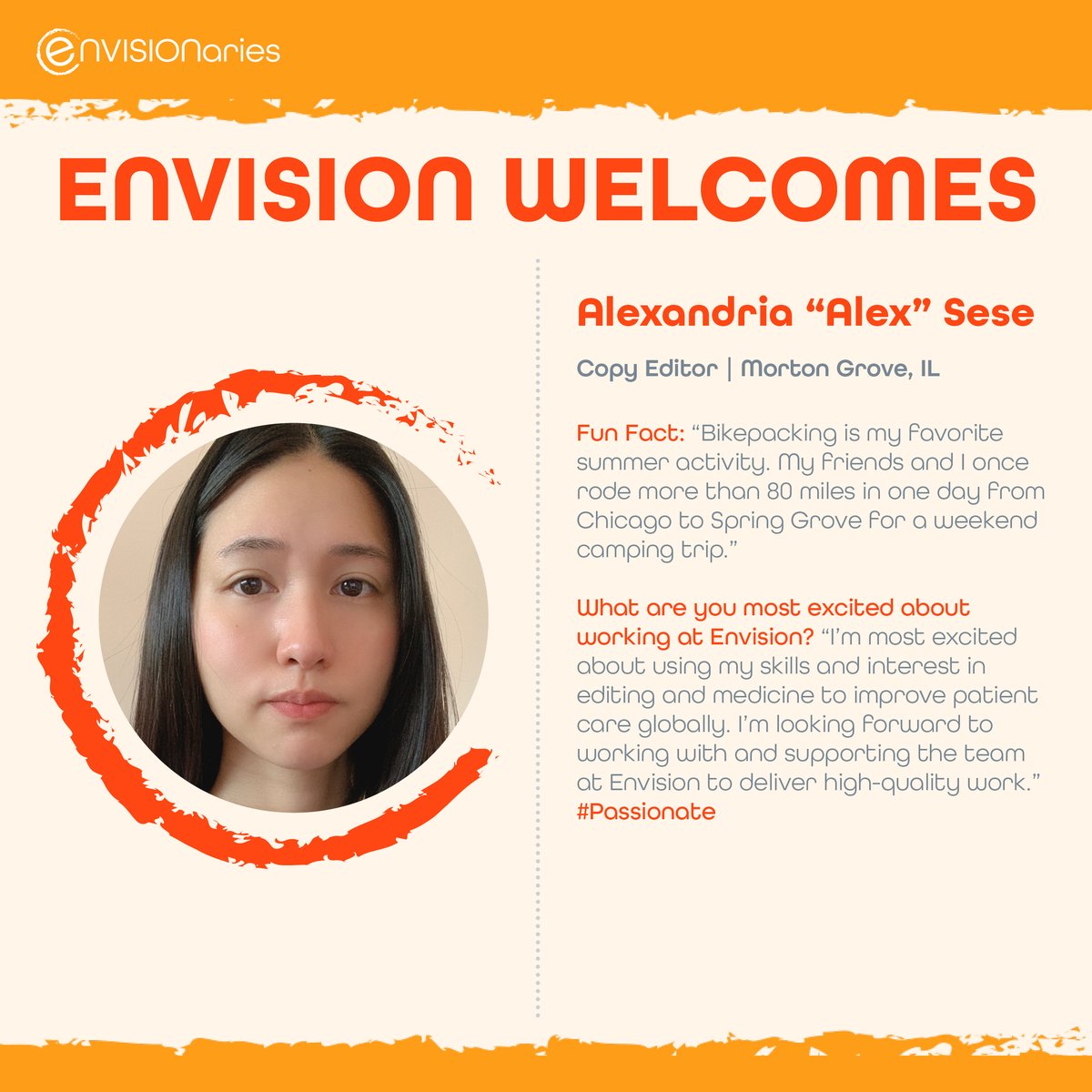 envisioncomm1's tweet photo. Please welcome Envision's newest team member, Alexandria Sese! We are delighted to welcome her to the team! #ENVISIONaries #EnvisionCommunications #oncology #medicalcommunications https://t.co/au5nKschC4