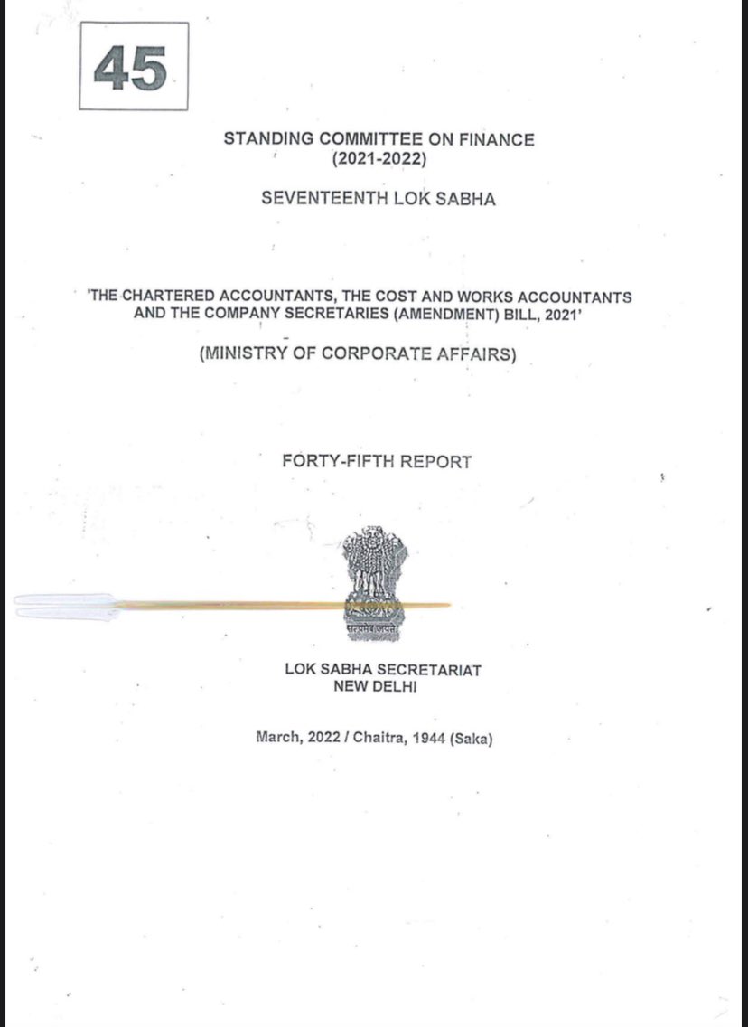 akhilpachori's tweet photo. Standing Committee Suggests Setting Up Of Indian Institutes Of Accounting (IIA)

This will be similar to IIT &amp; IIM &amp; will be developing UG courses

This is BIG!!! 👇

They will be given Practicing License similar to CA’s &amp; will be called CPAs

Wondering what will ICAI do then??? https://t.co/fMuxQExy2Y