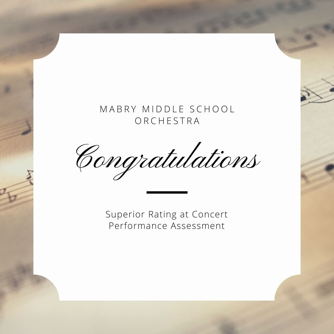 MabryMiddle's tweet photo. The Mabry Middle School Orchestra received a Superior rating at Concert Performance Assessment today. We are extremely proud of her students and the hard work that led to this achievement. Go Cubs!
#CountOnMe #CountOnMabry #WeAreOne https://t.co/Dcr0hGqCCL