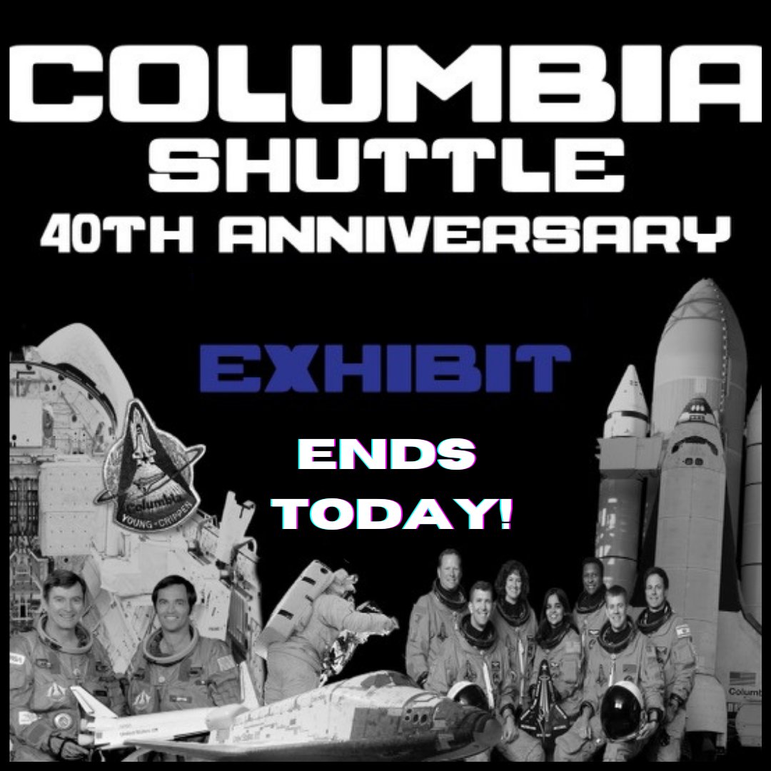 columbiaspace's tweet photo. Last chance to visit the Space Center to experience our Columbia Shuttle 40th anniversary exhibit before it ends today at 5PM❗ Learn about Space Shuttle Columbia through its 27 space missions and its most tragic last one🚀
#columbiashuttle #downeyca #columbiashuttletragedy https://t.co/EdlnCutgZh