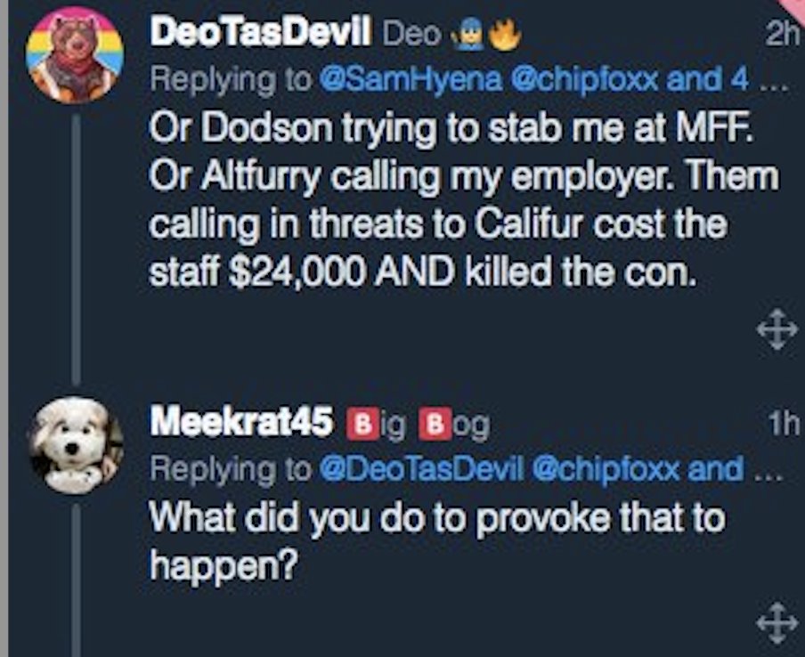 AltFurryBlocker's tweet photo. In 2018 this zoophile was victim blaming Deo for the violent behavior of a nazi.

In 2022 he's STILL whining about SJWs for wanting nothing to do with his zoophilia. https://t.co/tTs8cQHpUc