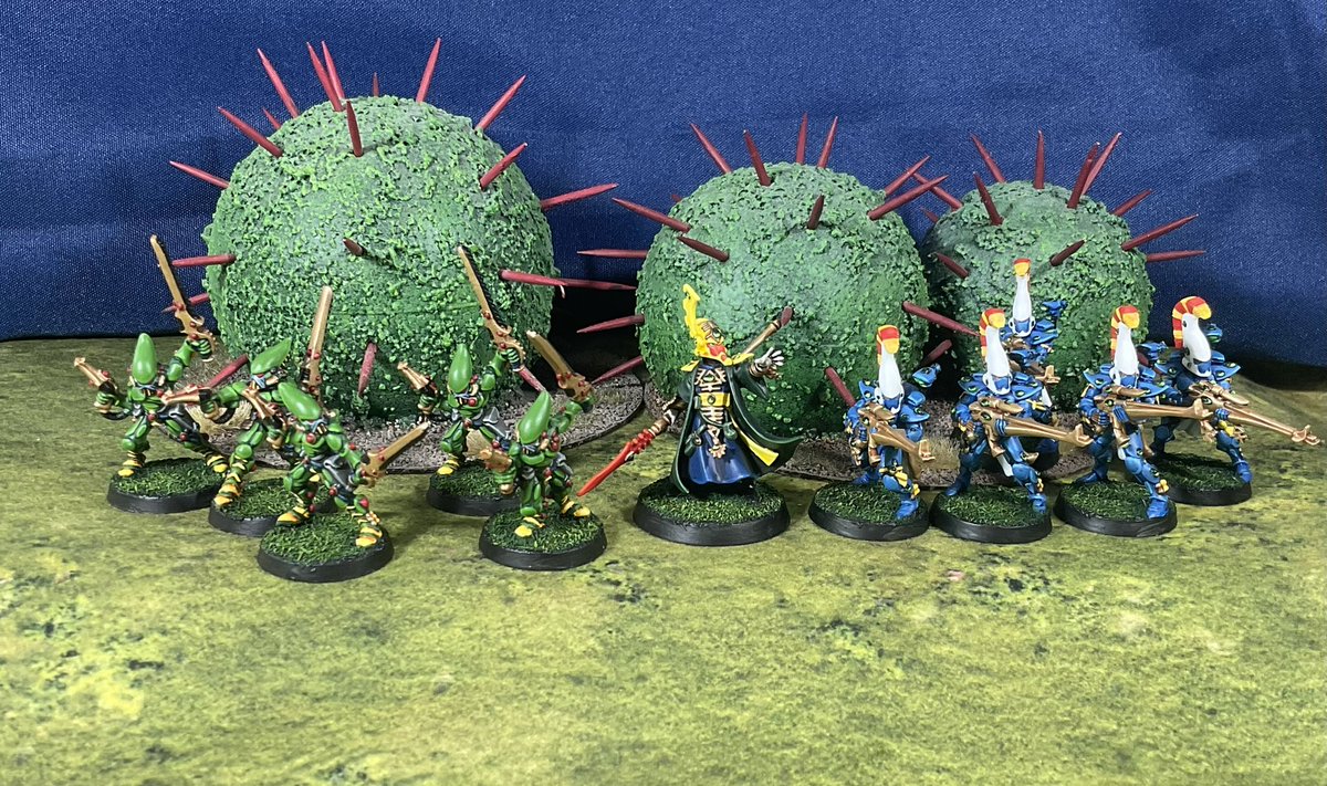 Necoho_Doubter's tweet photo. Reinforcements for the Eldar! Old Striking Scorpians and somewhat newer Dire Avengers and a Farseer. I need to finish some gems off still, but slowly making it towards something usable! #PaintingWarhammer #WarhammerCommunity https://t.co/IbxolQy1JF
