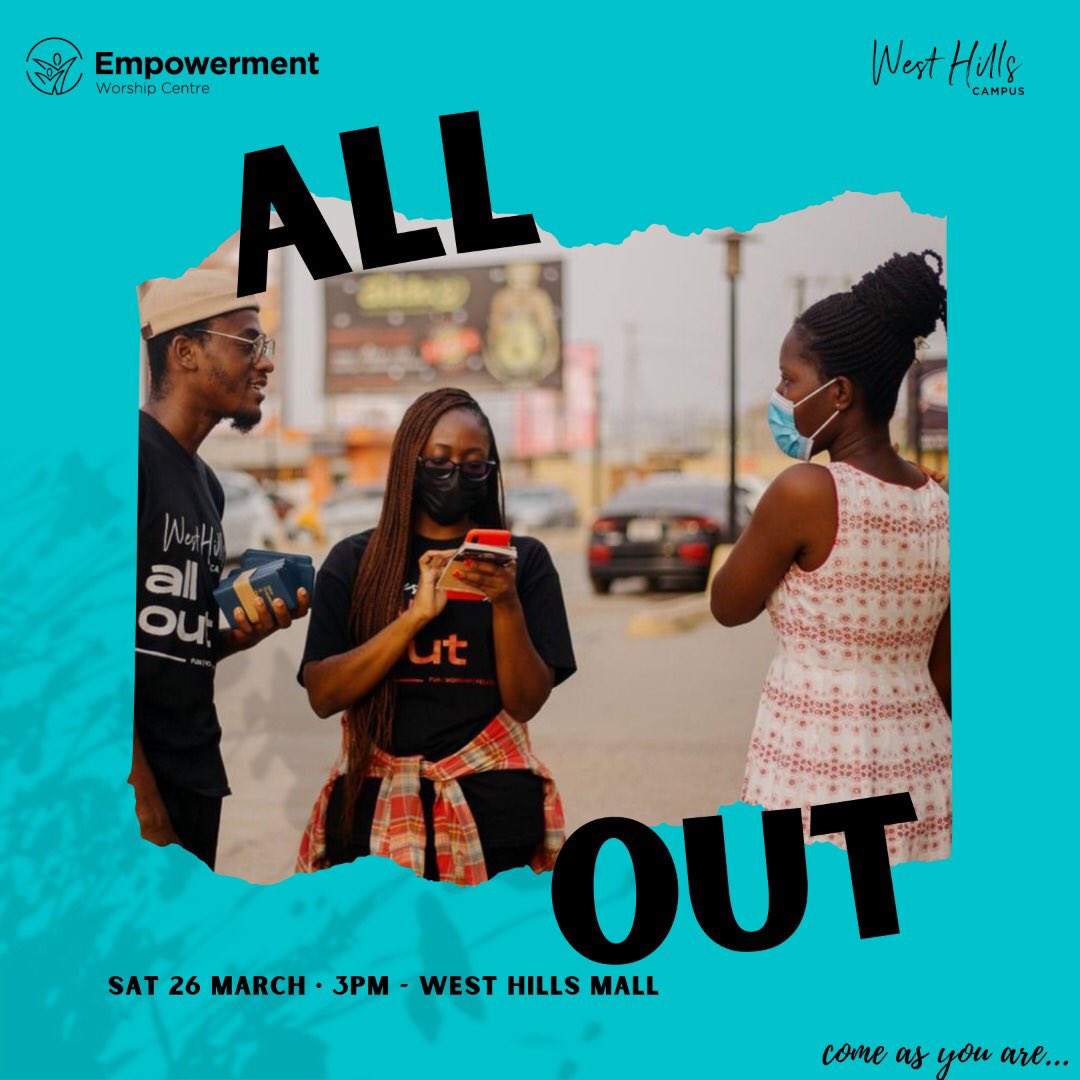 EWCWestHills's tweet photo. The way you store up treasures in Heaven is by investing in getting people there.

Join us this Saturday as we go ALL OUT when we hit the streets of Westhills and its environs; winning souls and preaching the gospel of Christ. See you soon!!!

#ALLOUTFORJESUS
#MarchEDITION https://t.co/3izpgcTtsh