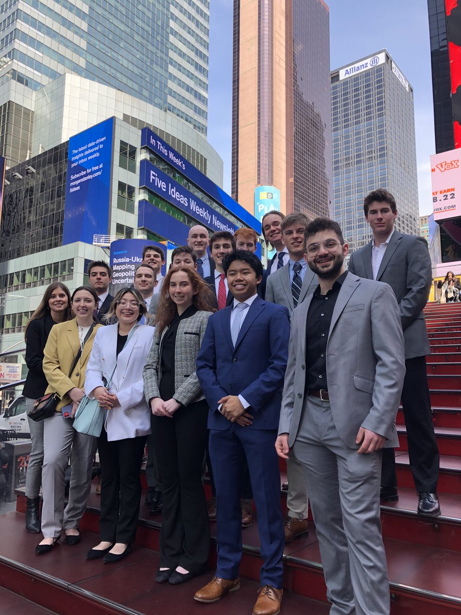 Wall Street Trek 2022 has begun! After an early morning flight, these 16 Butler students had lunch in midtown Manhattan with several days of meetings ahead with great alumni working in finance-related careers. #finance #ButlerU