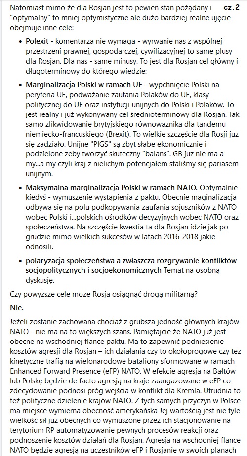 wolski_jaros's tweet photo. Czy RUS najedzie PL aby zająć Waw.lub stworzyć jakiś quasi-prorosyjski twór na północnym wschodzie kraju?
Nie. 
Czemu przeczytacie w poniższym wpisie (z grudnia 2021). Rosjanie atakują nas inaczej ale od wielu lat.  Roześlijcie proszę do znajomych. 
#Polska  #polityka #wojna2022 https://t.co/lOHaMeSxkT
