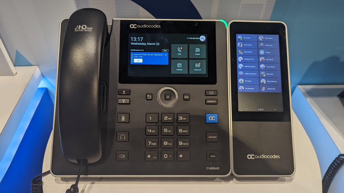 DaveMichels's tweet photo. The new C455HD with integrated sidecar for #MicrosoftTeams from @AudioCodes #EC22 #LooksGood https://t.co/hS3b5mEjpq