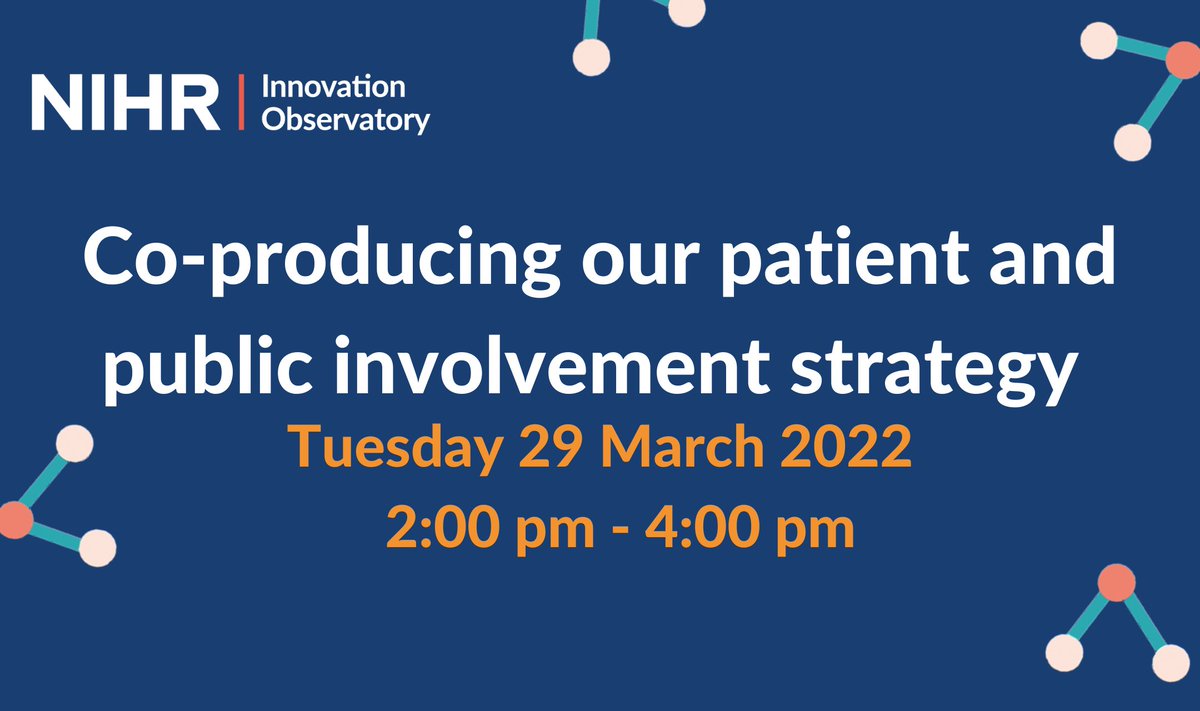 NIHRIO's tweet photo. Are you a member of the public involved in research? Interested in helping to shape the future of our public involvement strategy at the Innovation Observatory? 
We're hosting an event in Newcastle on 29/3/22 to do just that! Message Insights@io.nihr.ac.uk if you're interested!👇 https://t.co/Qo6xxQhhTp