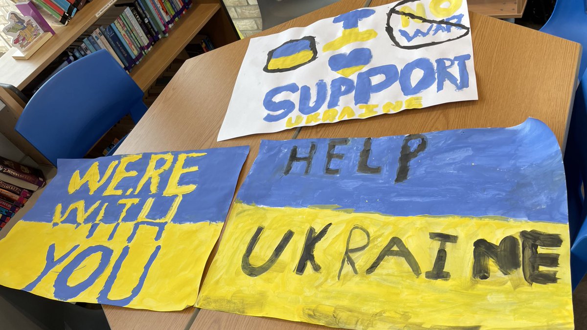 DunoonSchool's tweet photo. P7s took the lead in planning our route for the Cowal Cluster #sponsoredwalk to raise funds for the #UkraineCrisis on Monday. They used google maps to plan a route then walked this to see how long it would take. This afternoon they made banners &amp; posters to carry with them. 🇺🇦👫 https://t.co/Eh4S6Yo4KU