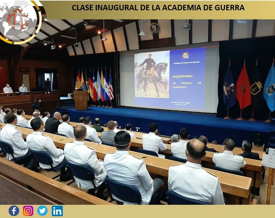 AcademiaGuerra's tweet photo. Con la clase inaugural denominada "Manuel Baquedano González, nuestro General invicto", la Academia de Guerra da inicio a su año académico.

Más detalle de esta actividad puedes revisar aquí 👇 
https://t.co/ZmoCDvJM2a https://t.co/WtjLKwU8MQ
