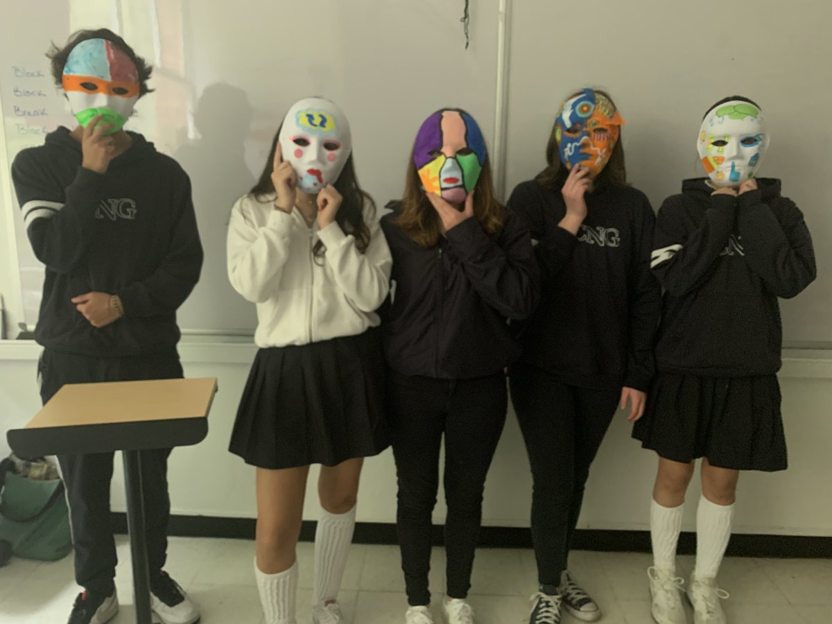 Students in AP Psychology exploring their own personalities and creating masks to highlight the most dominant traits they have according to the Big Five Inventory.  #CNGHighSchool #APPsychology