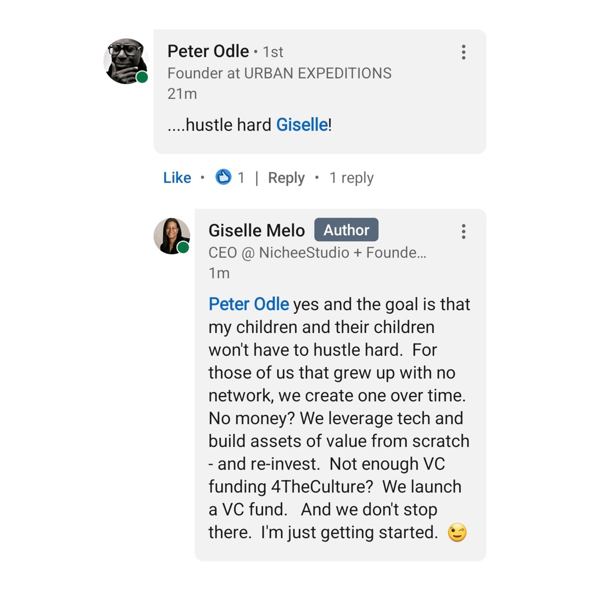 iamGiselleMelo's tweet photo. Make no mistake that building a venture capital firm, is like building a startup.  If you didnt grow up with wealth or access to a wealthy network, prepare to be successful by loving the game more than the game loves you. 
#jediskool #matrventures #iamgisellemelo #4TheCulture https://t.co/3a90Oj5rme
